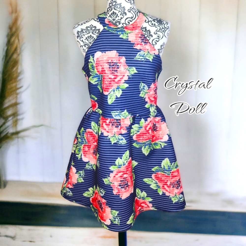 Crystal Doll Floral Fit & Flare Mini Dress - 11